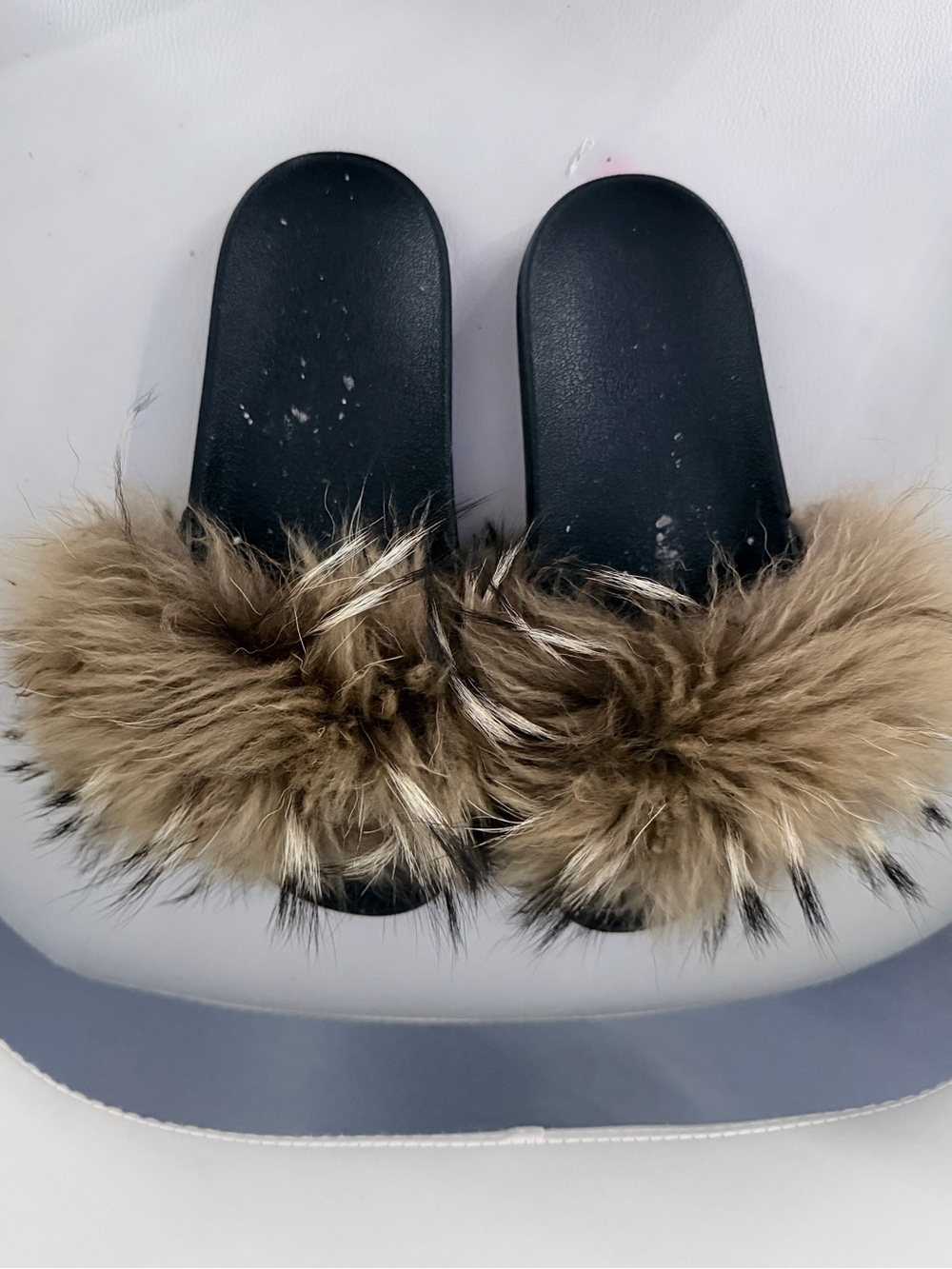 Fashion Nova Faux Fur Slide Sandals - Brown